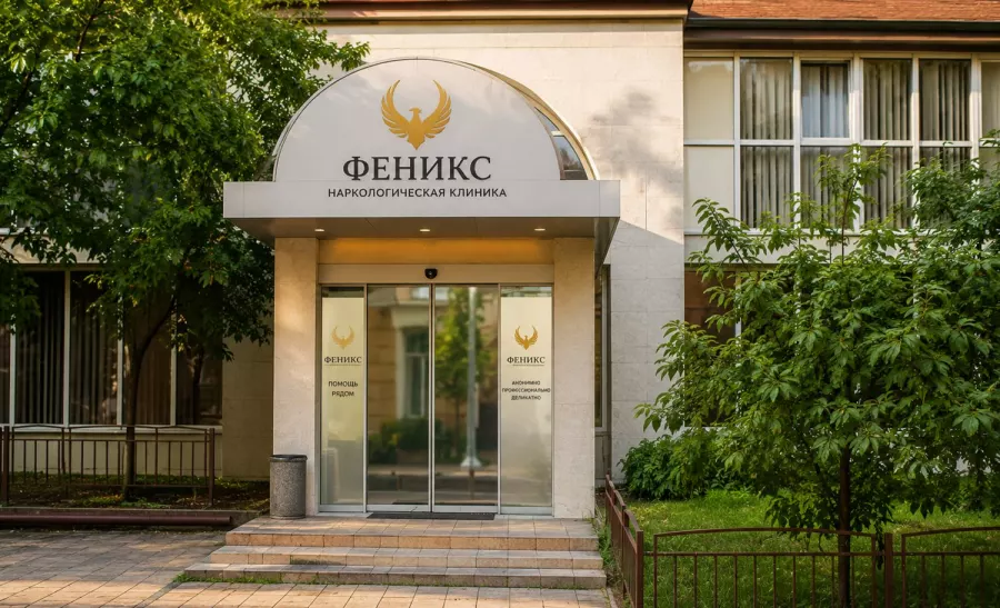 Вход в наркологическую клинику «Феникс» в Аргуне